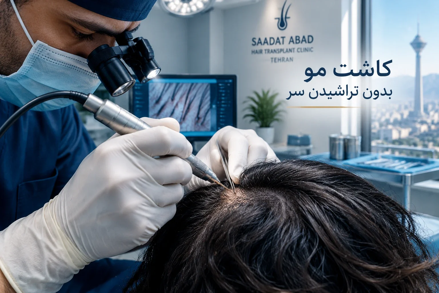 کاشت مو بدون تراشیدن سر