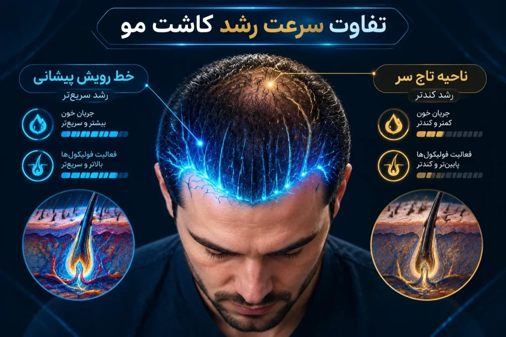 تفاوت سرعت رویش بعد از کاشت مو
