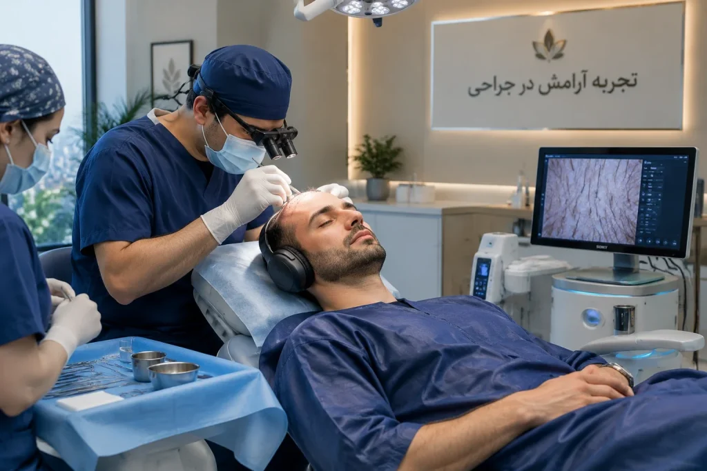 آرامش در اتاق عمل کاشت مو